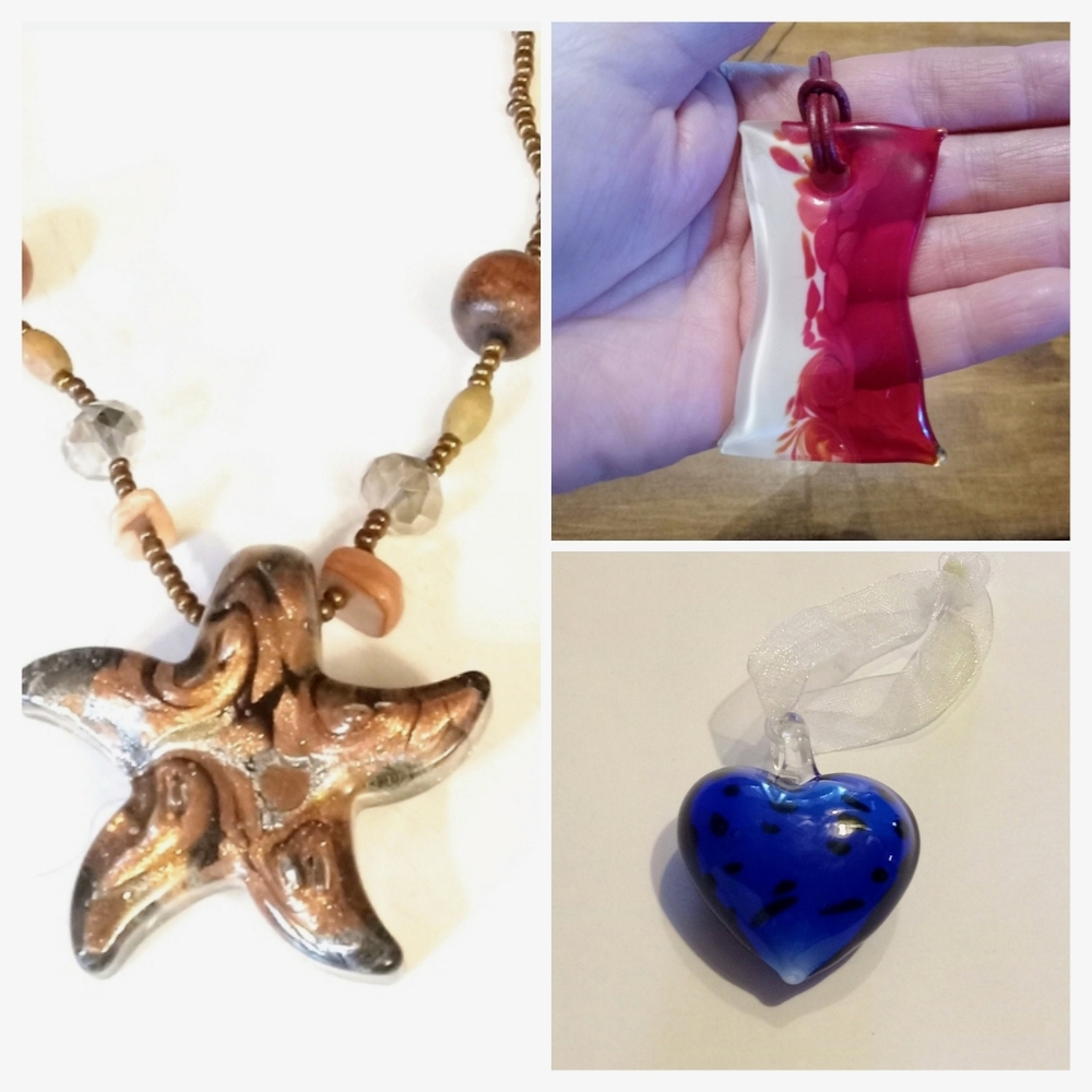 Glass Art Necklaces - Lot Of 3